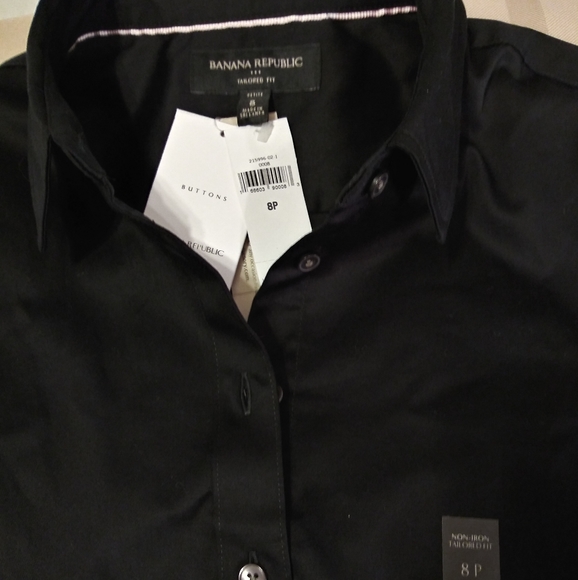 Banana Republic Black Fitted Button Down Shirt, 8P - Picture 5 of 5